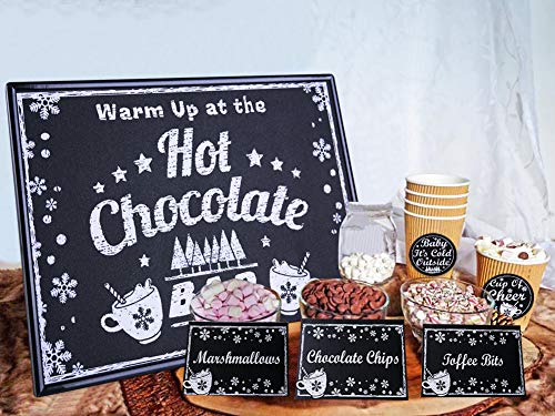 FaCraft Hot Chocolate Bar Kit Sign Board with StandLabels TagsTable CardsChristmas Hot Chocolate Party Favor Supplies - Image 1