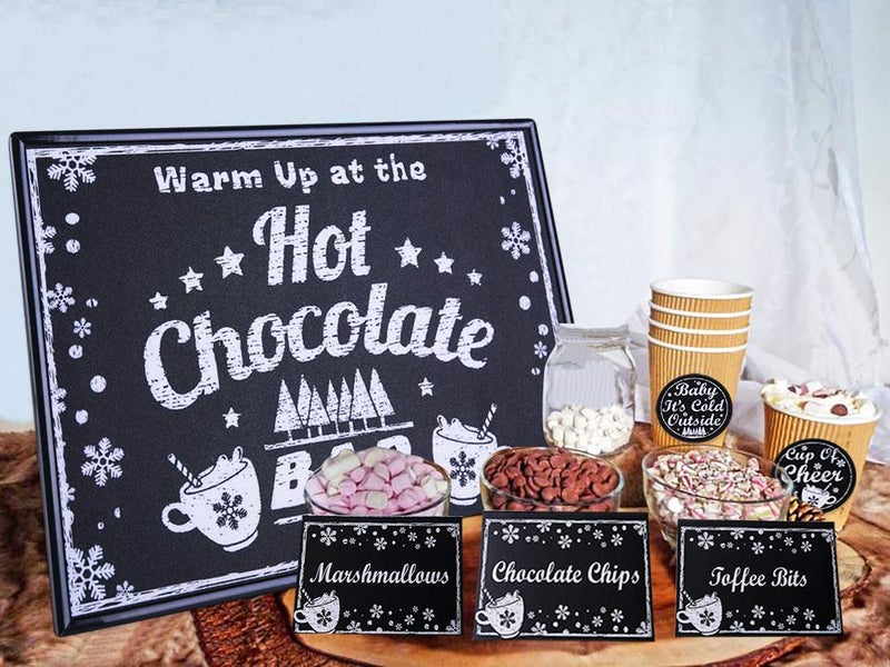 FaCraft Hot Chocolate Bar Kit Sign Board with StandLabels TagsTable CardsChristmas Hot Chocolate Party Favor Supplies - Image 2