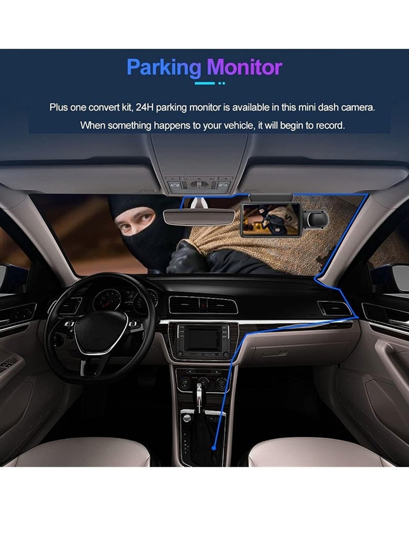 AROAQ Car Dash Camera, 3" 1080p HD Car DVR Dash Camera, 170° Wide Angle Video Recorder With Night Vision, Dual Rotatable Lens Rear View Camera  With Loop Recording And G-sensor, (Front + Rear + WIFI) - Image 3