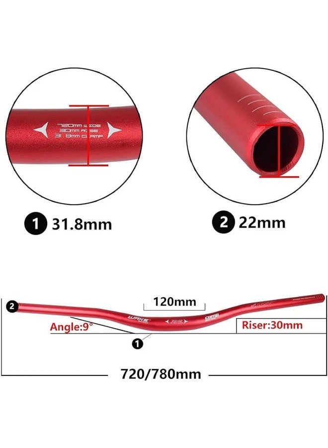FASTPED Bicycle Handle Stem 31.8mm with 31.8mm Aluminum Alloy MTB Handlebar Riser Bar for Mountain Bike 720/780MM (Red) 31.8mm clamp diameter Used for mountain bike and bicyle - Image 2