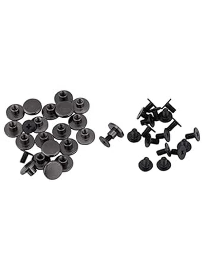 Black Electroplated Brass Stud Screw Rivet Fasteners For Leather Craft With 20 Screws And 20 Rivets - Image 1