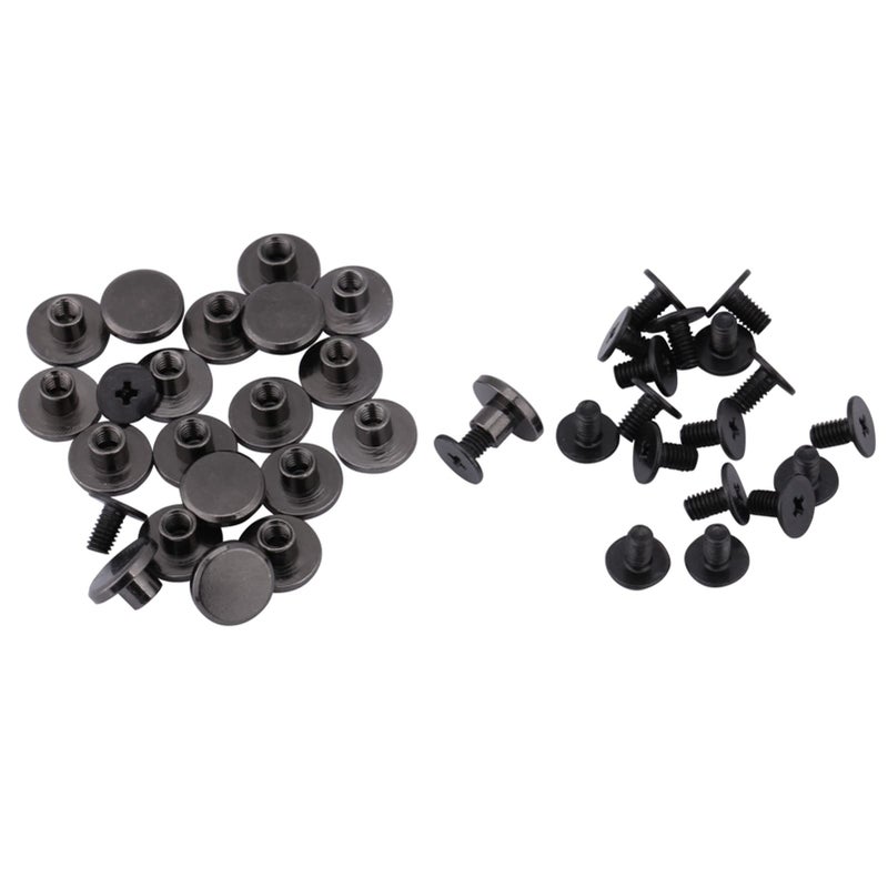 Black Electroplated Brass Stud Screw Rivet Fasteners For Leather Craft With 20 Screws And 20 Rivets - Image 2