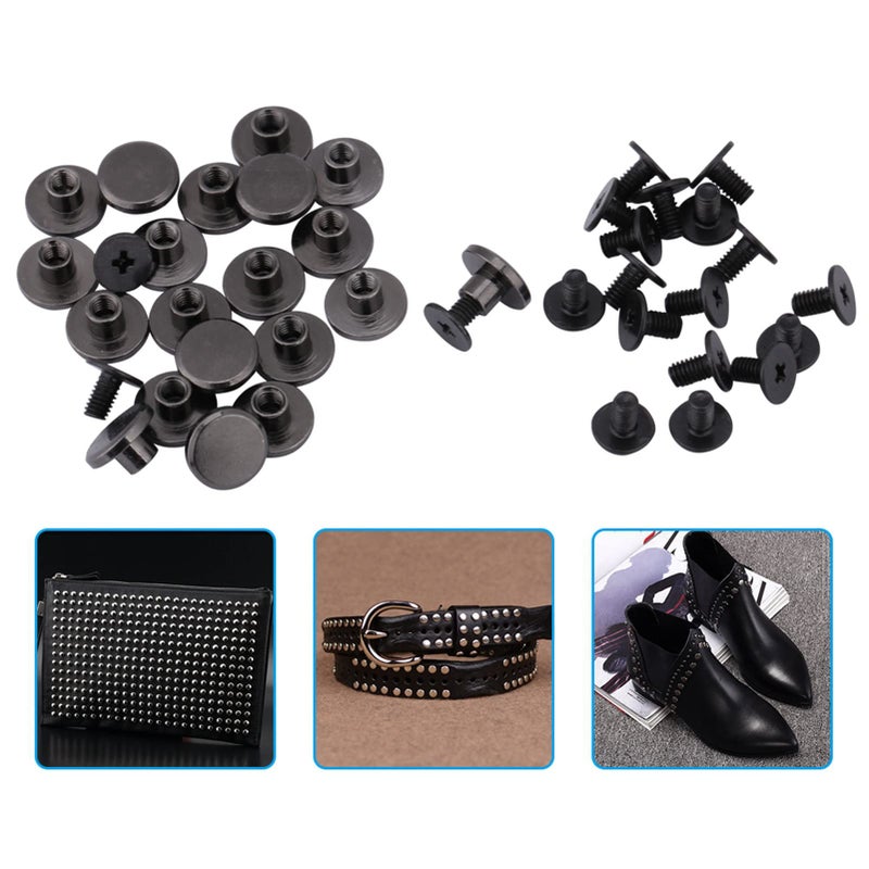 Black Electroplated Brass Stud Screw Rivet Fasteners For Leather Craft With 20 Screws And 20 Rivets - Image 5