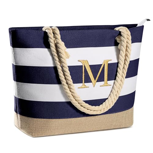 YOOLIFE Christmas Gifts For Women Travel Gift - Travel Beach Tote Bag Monogram Waterproof Pool Bag, Personalized Birthday Gifts for Women Mom Girlfriend Friend Female Christmas Stocking Stuffers M - Image 1