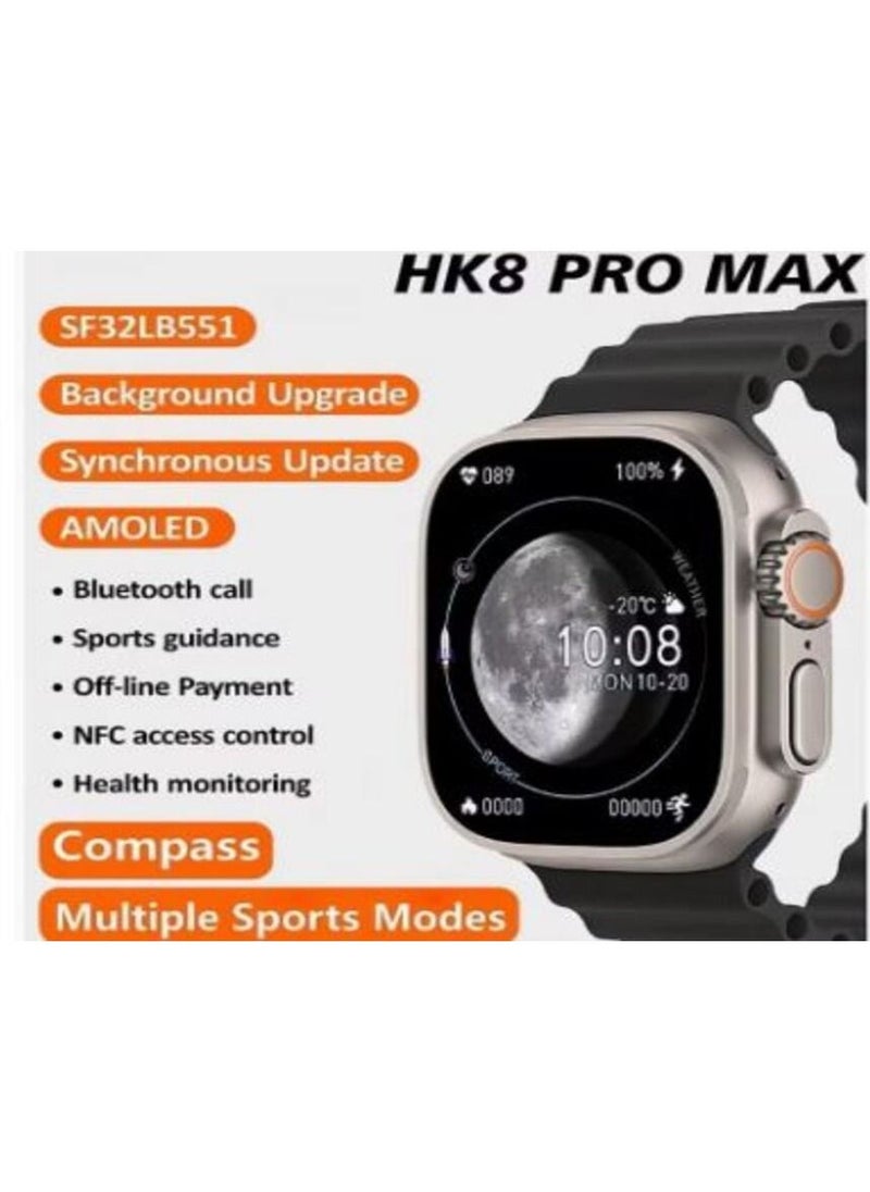 Generic HK8 Pro Max 2.12" AMOLED screen Ultra Smart Watch Series 8 49mm Memory 256MB Battery 320mAh Compass NFC Waterproof IP68 Wireless Charging Black  - Image 4