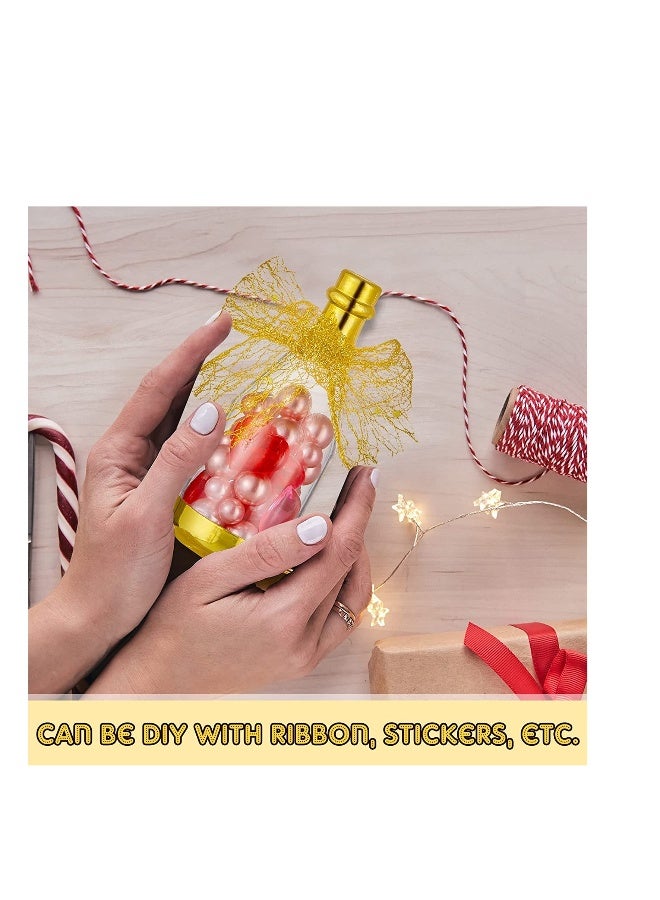 12 قطعة زجاجات شمبانيا مصغرة لحفظ الهدايا، الجرار الشفافة والذهبية للحلويات لحفلات استقبال المواليد، وحفلات الزفاف، وأعياد الميلاد - Image 4