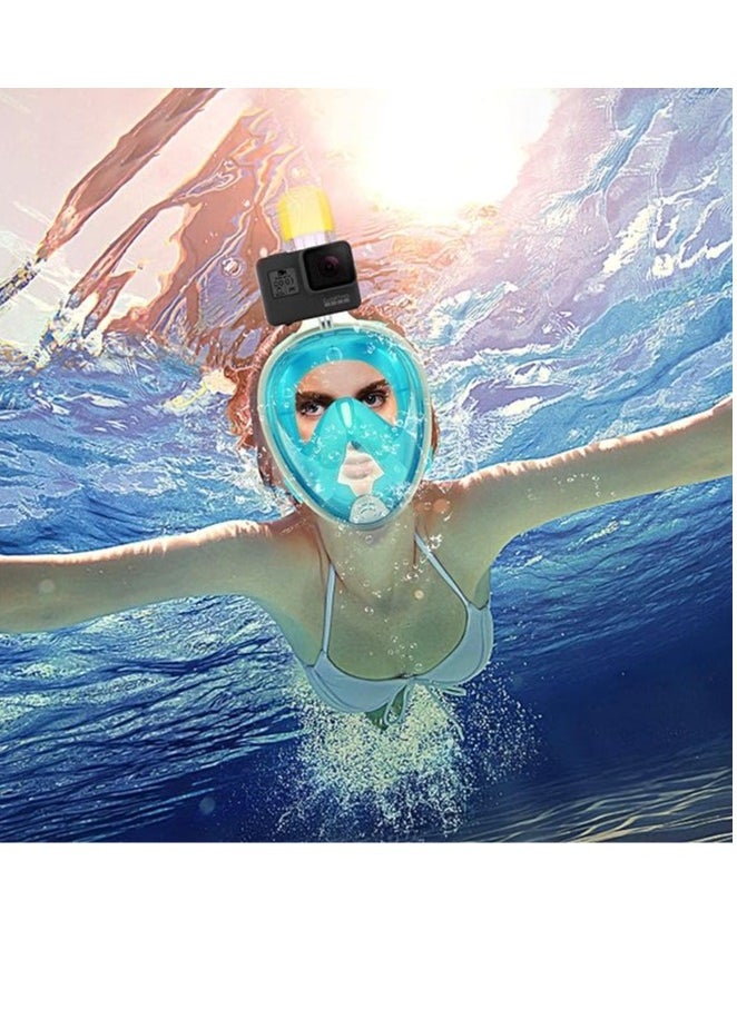 SportQ - SportQ 180 Degree Full Face Snorkeling Mask with Detachable Camera Holder, Anti-fouling, Adjustable Head Straps, Professional Snorkeling Set for Adults and Youth green S/M - Image 1