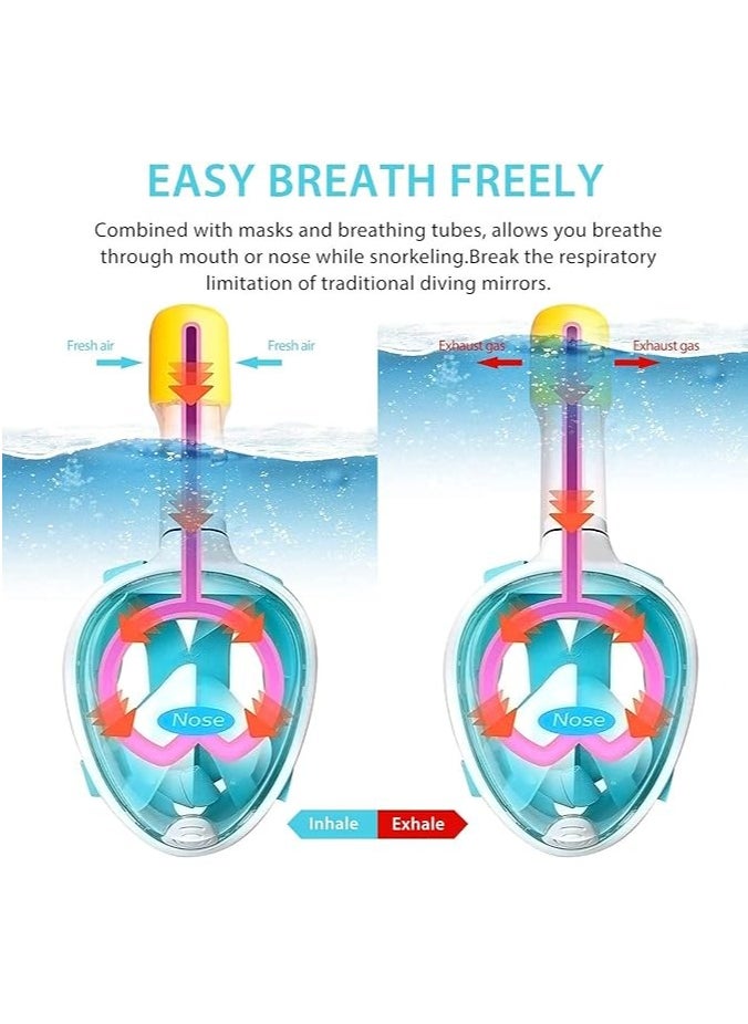 SportQ - SportQ 180 Degree Full Face Snorkeling Mask with Detachable Camera Holder, Anti-fouling, Adjustable Head Straps, Professional Snorkeling Set for Adults and Youth green S/M - Image 1