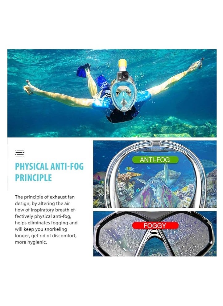 SportQ - SportQ 180 Degree Full Face Snorkeling Mask with Detachable Camera Holder, Anti-fouling, Adjustable Head Straps, Professional Snorkeling Set for Adults and Youth green S/M - Image 1