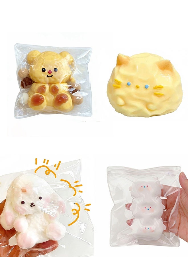 اليدوية Squishy الدب الإجهاد الإغاثة الألعاب للبالغين / الأطفال ، لطيف وناعم الحسية فيدج الألعاب ، المثالية ضغط ألعاب هدية لعب المكتب ، الحفلات المفضلة ، وهدايا عيد الفصح (4 قطع) - Image 1