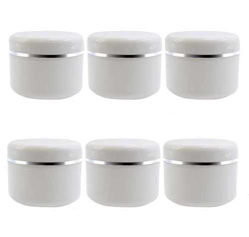 SYBL 6Pcs 250Ml/8 oz White Empty Plastic Cosmetic Containers With Round Lid For Face Cream DIY Body Scrub Mask Lotion Storage Jar Pot Case - Image 1
