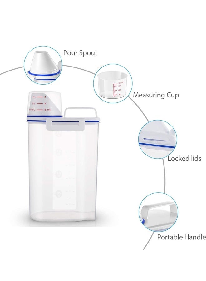 5 Pcs Set Rice Dispenser Storage Containers,Small Rice Bucket with Measuring Cup & Pour Spout, Kitchen Plastic Airtight Container for Cereal, Grain, Flour, Sugar, Oatmeal  - Image 2
