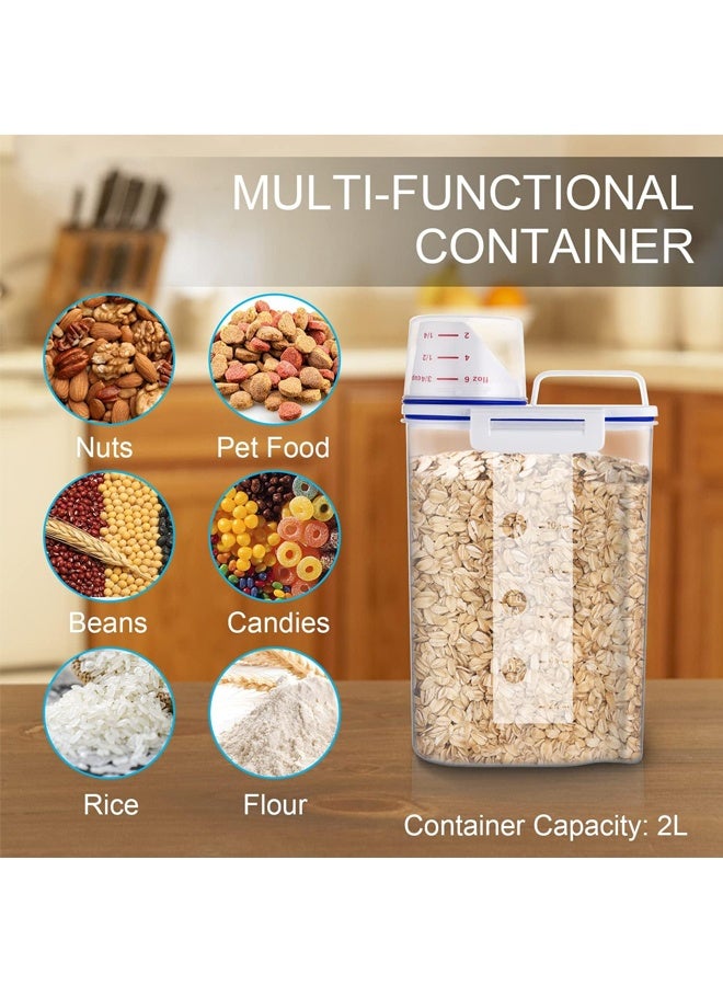 5 Pcs Set Rice Dispenser Storage Containers,Small Rice Bucket with Measuring Cup & Pour Spout, Kitchen Plastic Airtight Container for Cereal, Grain, Flour, Sugar, Oatmeal  - Image 3