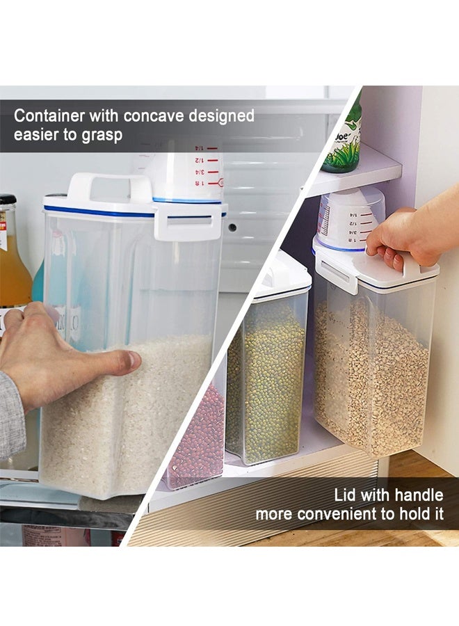 5 Pcs Set Rice Dispenser Storage Containers,Small Rice Bucket with Measuring Cup & Pour Spout, Kitchen Plastic Airtight Container for Cereal, Grain, Flour, Sugar, Oatmeal  - Image 5