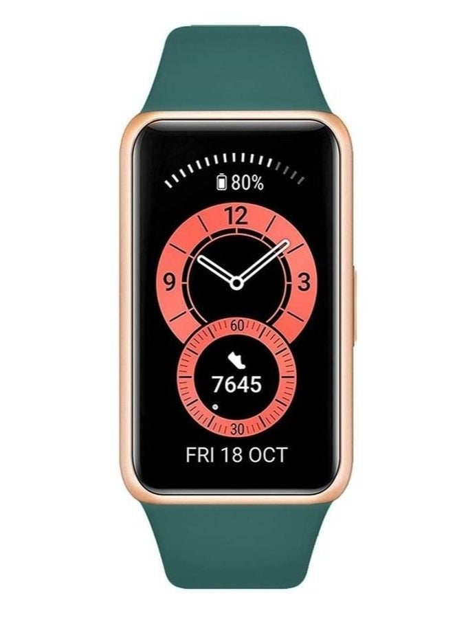 Huawei Band 6 / Honor Band 6 Fitness Tracker Replacement Silicone Band Adjustable Waterproof Smart Watch Strap with Buckle Dark Green  - Image 2