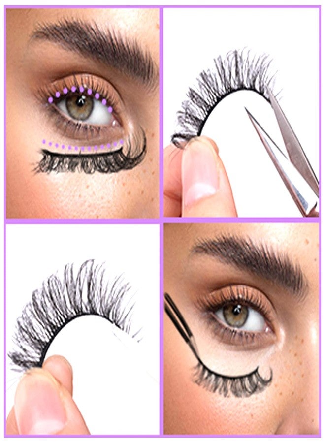 برافراجيا رموش صناعية سوداء طويلة مستقيمة للنساء من برافراجيا مع غراء لإكسسوارات مكياج العيون الجميلة (عبوة من 3 قطع) - Image 2