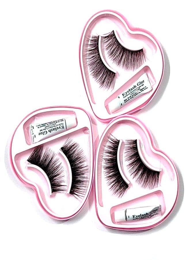 برافراجيا رموش صناعية سوداء طويلة مستقيمة للنساء من برافراجيا مع غراء لإكسسوارات مكياج العيون الجميلة (عبوة من 3 قطع) - Image 1