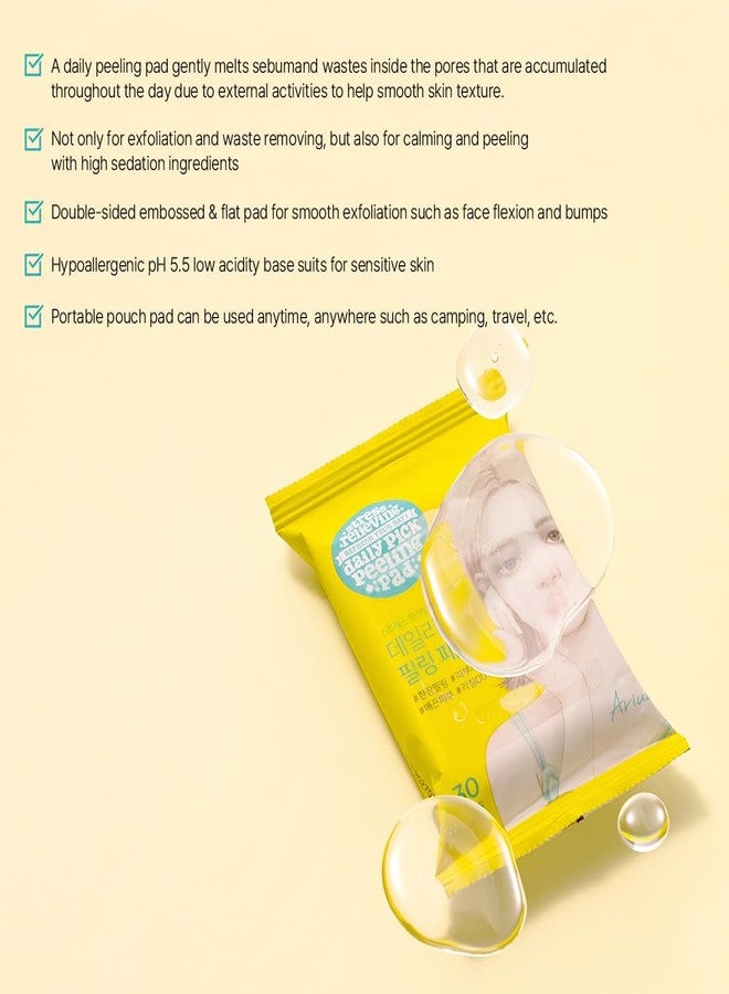 Ariul Stress Relieving Daily Pick Peeling Pads - Exfoliation & Pore Care, Dual-Sided Vegan Fabric, Large Size, 50% Green Tea Water, Korean Skin Care, 30 Counts x 3 Packs - Image 5