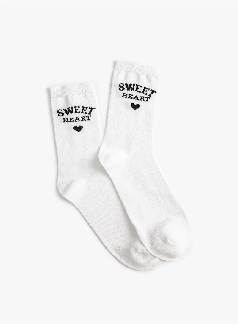 KOTON Slogan Patterned Socket Socks