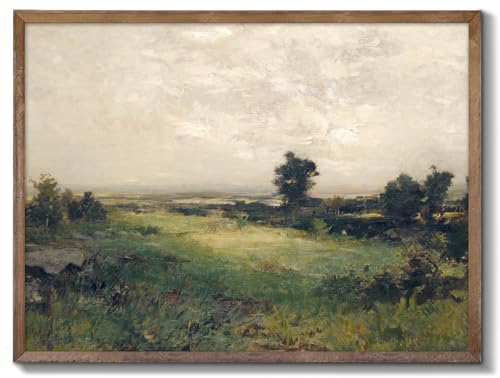 XOCUUI Vintage Landscape Unframed Canvas Wall Art, Vintage Rural Hill Prints, The Vast Grassland Classic Wall Prints Farmhouse Bathroom Office Decor - 8x10in - Image 1