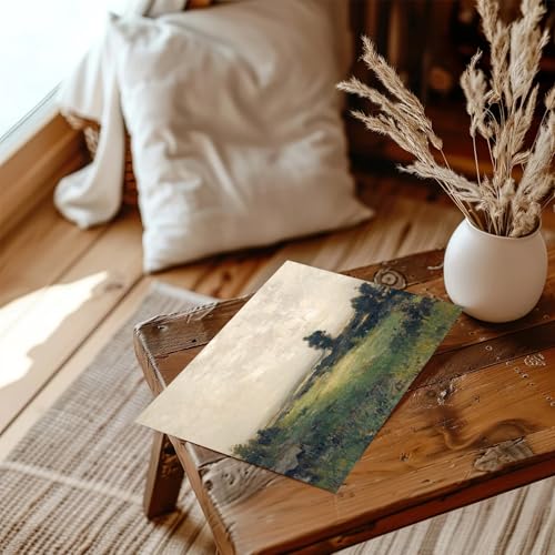 XOCUUI Vintage Landscape Unframed Canvas Wall Art, Vintage Rural Hill Prints, The Vast Grassland Classic Wall Prints Farmhouse Bathroom Office Decor - 8x10in - Image 5