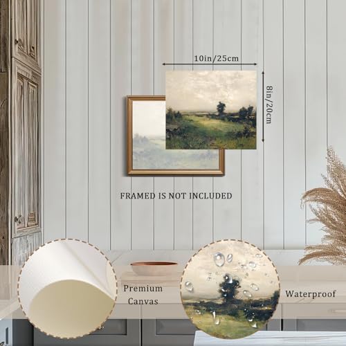 XOCUUI Vintage Landscape Unframed Canvas Wall Art, Vintage Rural Hill Prints, The Vast Grassland Classic Wall Prints Farmhouse Bathroom Office Decor - 8x10in - Image 3