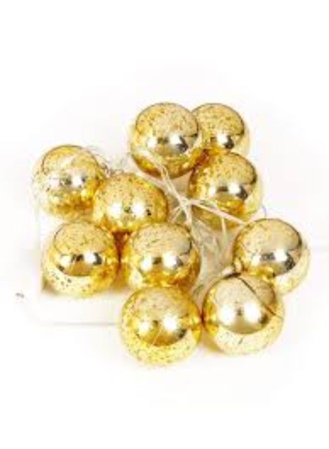 سلسلة أضواء كروية معدنية ذهبية مكونة من 10 قطع - أضواء خرافية زخرفية للديكور المنزلي والحفلات والمناسبات الاحتفالية - Image 3