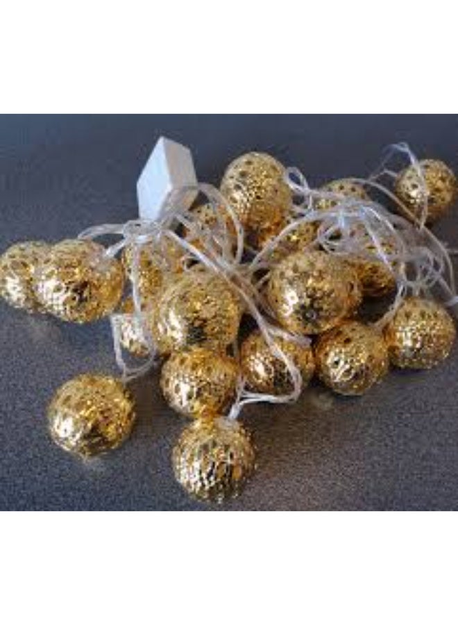 سلسلة أضواء كروية معدنية ذهبية مكونة من 10 قطع - أضواء خرافية زخرفية للديكور المنزلي والحفلات والمناسبات الاحتفالية - Image 5