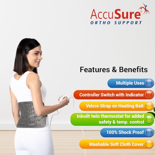 AccuSure T001 Electric Heating Pad (30×25 cm) for Men & Women | Compact Size | Muscle Relaxation, Menstrual Pain, Cramps, Backache & Stress Relief | Soft Fabric | Fast Warm-Up | Temperature Control - Image 4