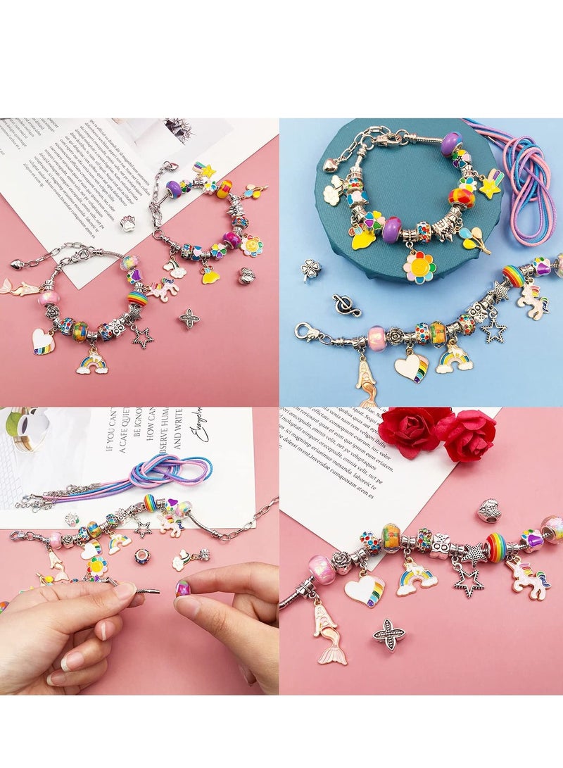 MIXDE Bracelet Making Kit For Girls,68 PCs Charm Bracelets Kit with Jewelry Box, Jewelry Charms, Bracelets for DIY Craft, Jewelry Gift for Adults and Kids，Present For 8-12 Year Old Girl  - Image 4