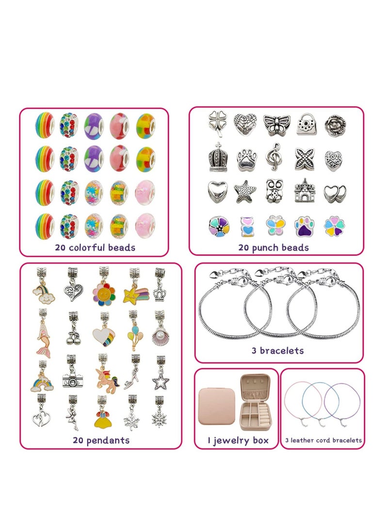 MIXDE Bracelet Making Kit For Girls,68 PCs Charm Bracelets Kit with Jewelry Box, Jewelry Charms, Bracelets for DIY Craft, Jewelry Gift for Adults and Kids，Present For 8-12 Year Old Girl  - Image 2