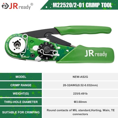 JRready NEWAS2G Indent impression Crimping Tool design according M22520 2 01 Crimper for miniature Connector and M39029 solid contact MIL connector etc 2032AWG Wire harness solid contact - Image 3