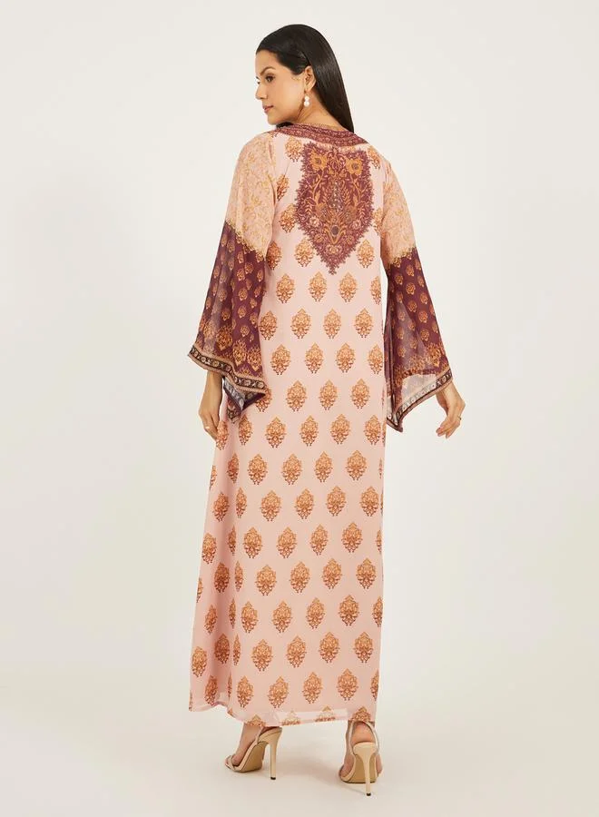 Maxim Creation Printed Bell Sleeve A-Line Kaftan by Styli