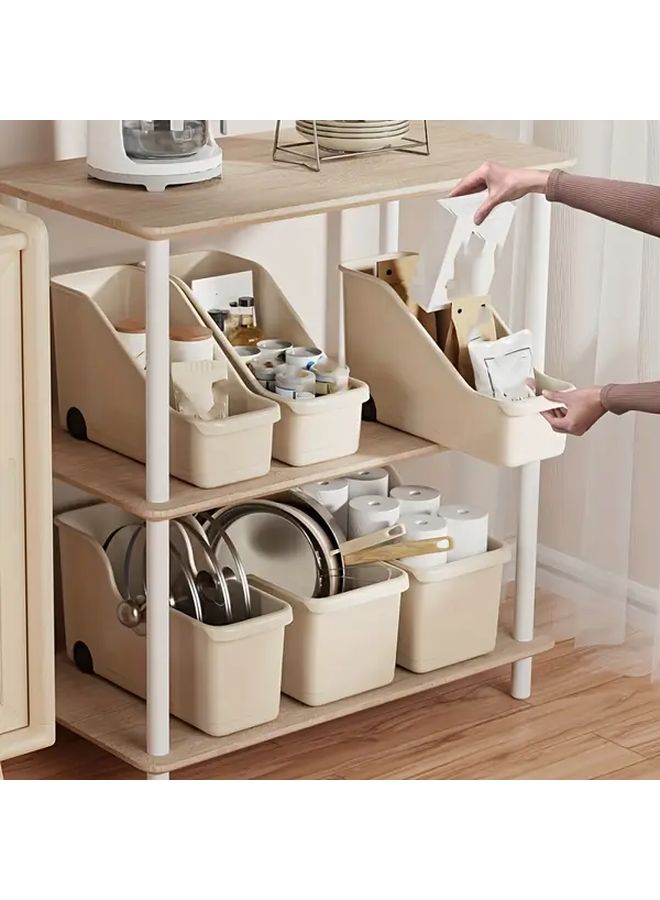 Off White Large Wheeled Storage Basket For Bathroom Sink Desktop Organizer - Image 1