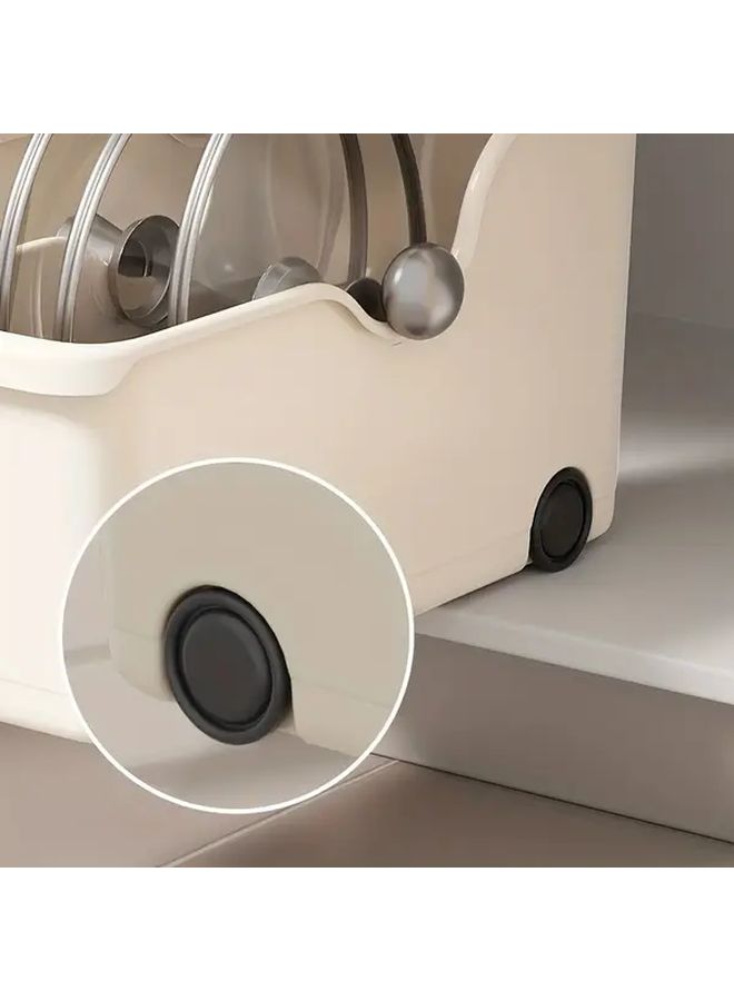Off White Large Wheeled Storage Basket For Bathroom Sink Desktop Organizer - Image 5
