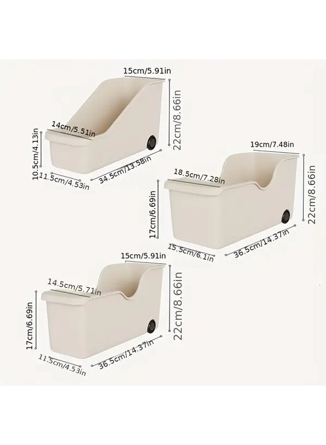 Off White Large Wheeled Storage Basket For Bathroom Sink Desktop Organizer - Image 2
