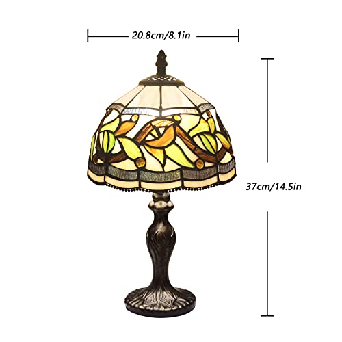 MIAOKE Stained Glass Table Lamp,Stained Glass Crystal Bead Style Table Light, Handmade Desk Bedside Night Light, Antique Art Craft Gifts Lover Living Room Bedroom Bookcase (Lace Baroque) - Image 3