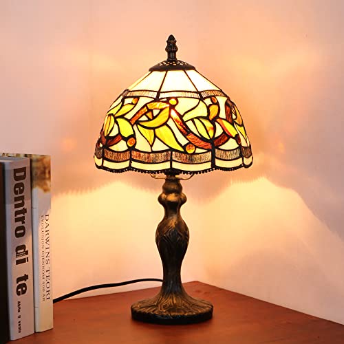 MIAOKE Stained Glass Table Lamp,Stained Glass Crystal Bead Style Table Light, Handmade Desk Bedside Night Light, Antique Art Craft Gifts Lover Living Room Bedroom Bookcase (Lace Baroque) - Image 2
