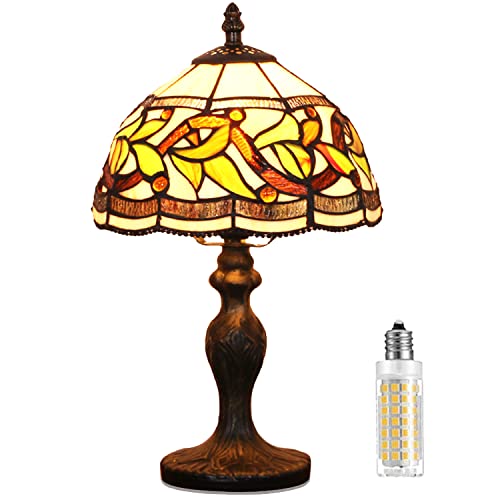 MIAOKE Stained Glass Table Lamp,Stained Glass Crystal Bead Style Table Light, Handmade Desk Bedside Night Light, Antique Art Craft Gifts Lover Living Room Bedroom Bookcase (Lace Baroque) - Image 1