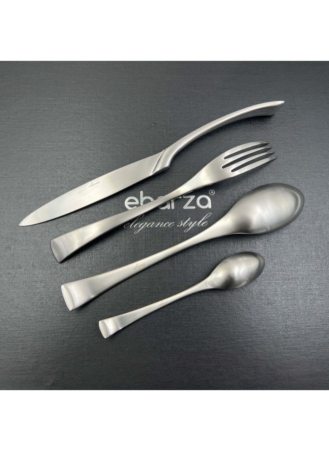 Set of 24pcs Refined Curves Matte Silver Cutlery Set 8034 - pzsku/ZE3F8301B13C020087826Z/45/_/1716989871/95454ab7-d5b1-4ab2-b52c-008964e1a095