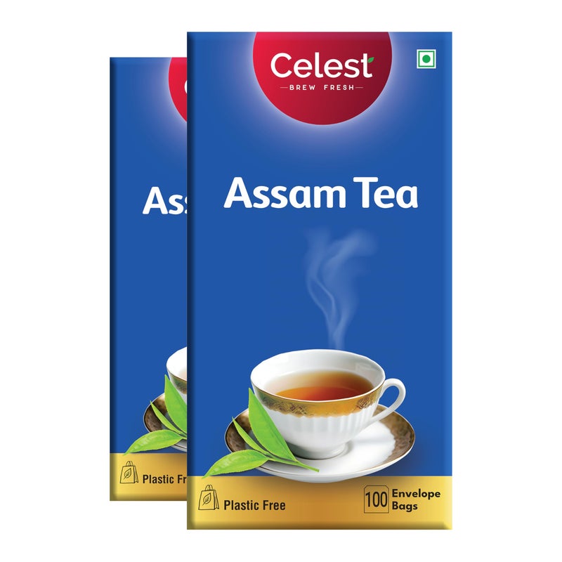 Celest Assam Tea 100 Tea Bags (Pack of 2) | Assam Black Tea | 200 Bags - Image 1