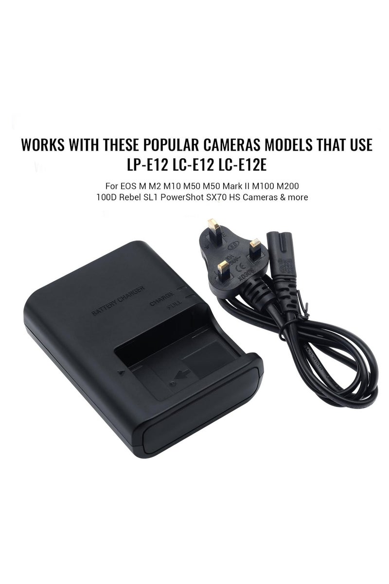 أوزيغالور شاحن سريع لبطاريات الكاميرات LC-E12، لبطاريات Canon LP-E12 LC-E12E، كاميرات EOS M M2 M10 M50 M50، PowerShot SX70 HS - Image 5
