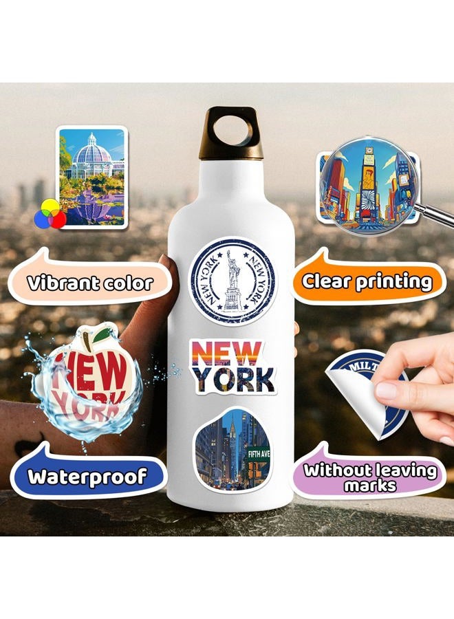 WAKEMOODEI 100PCS New York Stickers, Waterproof NYC Travel Vinyl Stickers for Laptop Water Bottle Scrapbook Luggage, New York-Themed Decoration, NYC Souvenir Gift Pack - Image 3