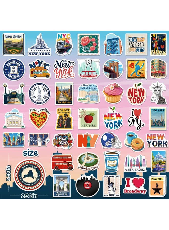 WAKEMOODEI 100PCS New York Stickers, Waterproof NYC Travel Vinyl Stickers for Laptop Water Bottle Scrapbook Luggage, New York-Themed Decoration, NYC Souvenir Gift Pack - Image 2