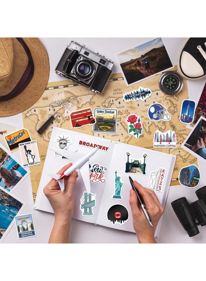 WAKEMOODEI 100PCS New York Stickers, Waterproof NYC Travel Vinyl Stickers for Laptop Water Bottle Scrapbook Luggage, New York-Themed Decoration, NYC Souvenir Gift Pack - Image 5