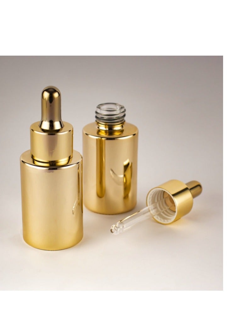 OASIS-TH 30ml Gloss Gold Glass Bottle with Glod Dropper Cap Essential Oil Empty Bottle 2 Packs - Image 1