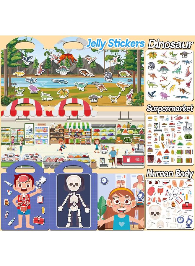 joybuy 6 Sets Reusable Sticker Books for Toddlers 1-3, Jelly Sticker Books for Toddlers 2-4 Years, Toddler Travel Toys for Kids 2 3 4 Year Old Girls Boys  - Image 5