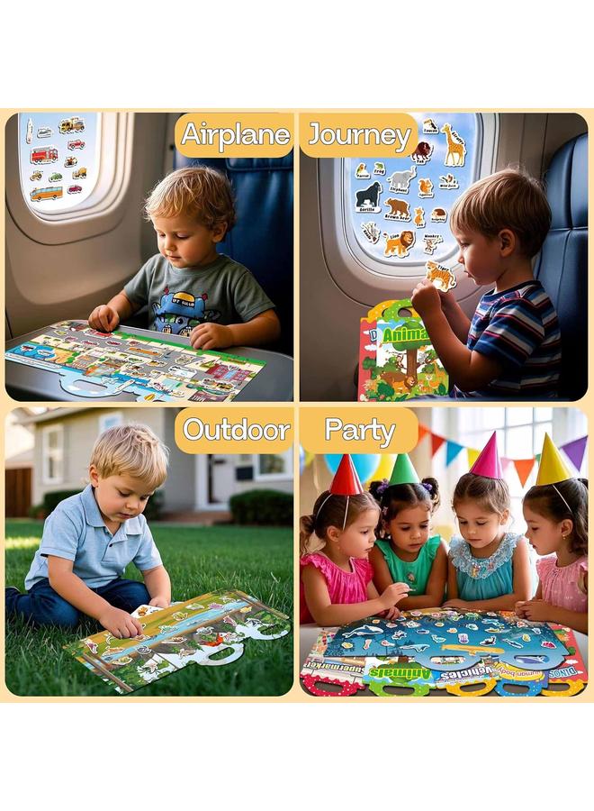 joybuy 6 Sets Reusable Sticker Books for Toddlers 1-3, Jelly Sticker Books for Toddlers 2-4 Years, Toddler Travel Toys for Kids 2 3 4 Year Old Girls Boys  - Image 3