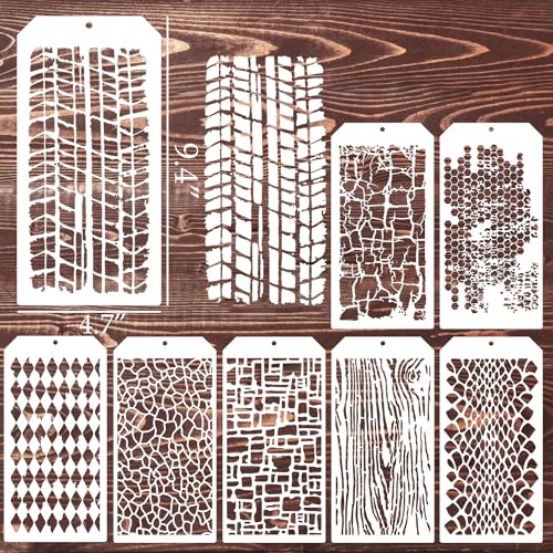 zosylley Decorative Stencils for Painting, Reusable Texture Stencils Mixed Media Stencil Layering Drawing Templates for Wood Crafts Furniture Paper - Image 2