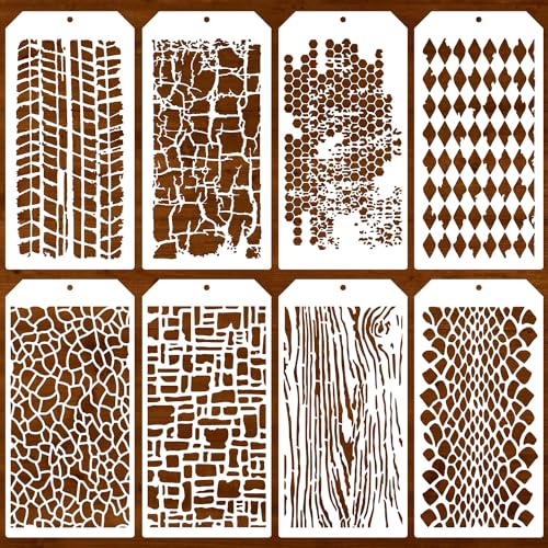 zosylley Decorative Stencils for Painting, Reusable Texture Stencils Mixed Media Stencil Layering Drawing Templates for Wood Crafts Furniture Paper - Image 1